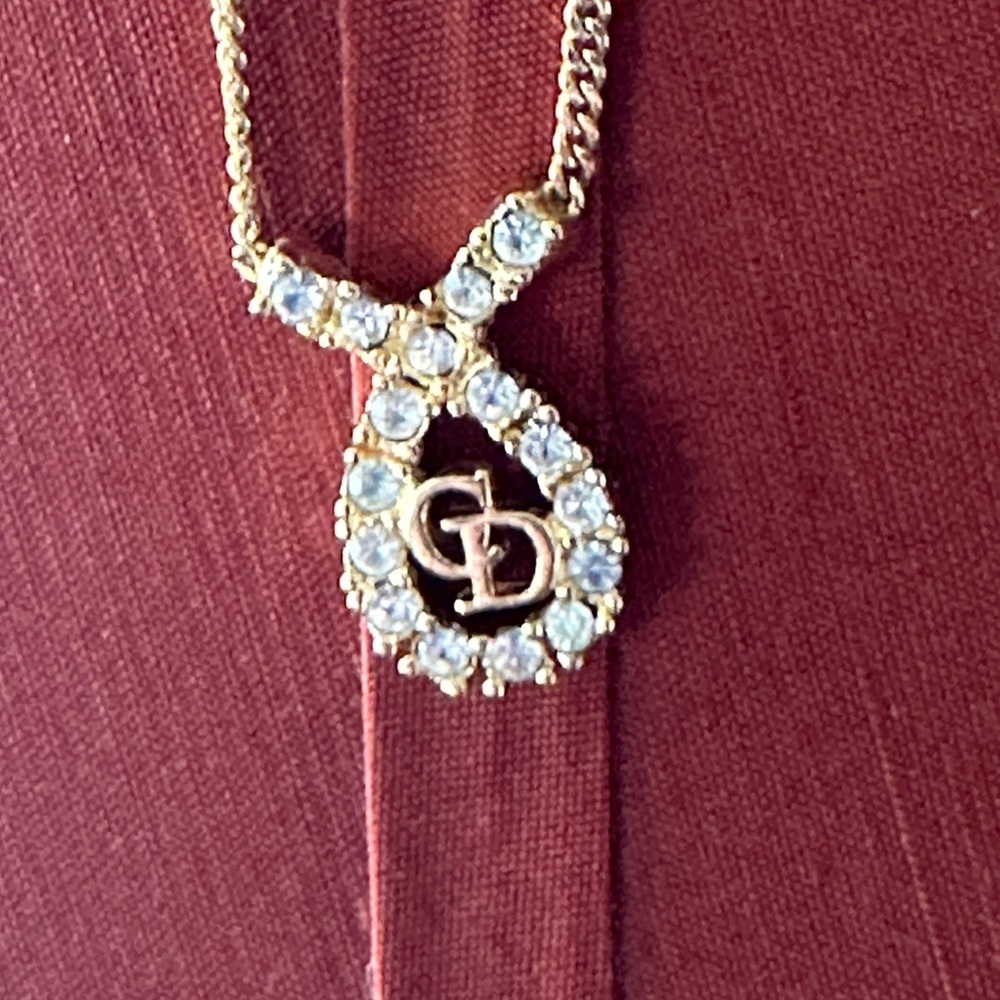 Dior authentic crystal gold tone necklace in EUC with Dior bag.